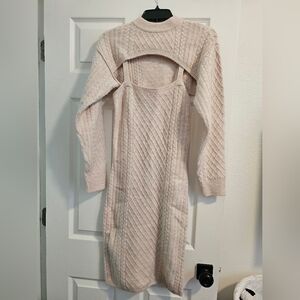 NWT House of Harlow 1960 set of knit dress and bolero in baby pink